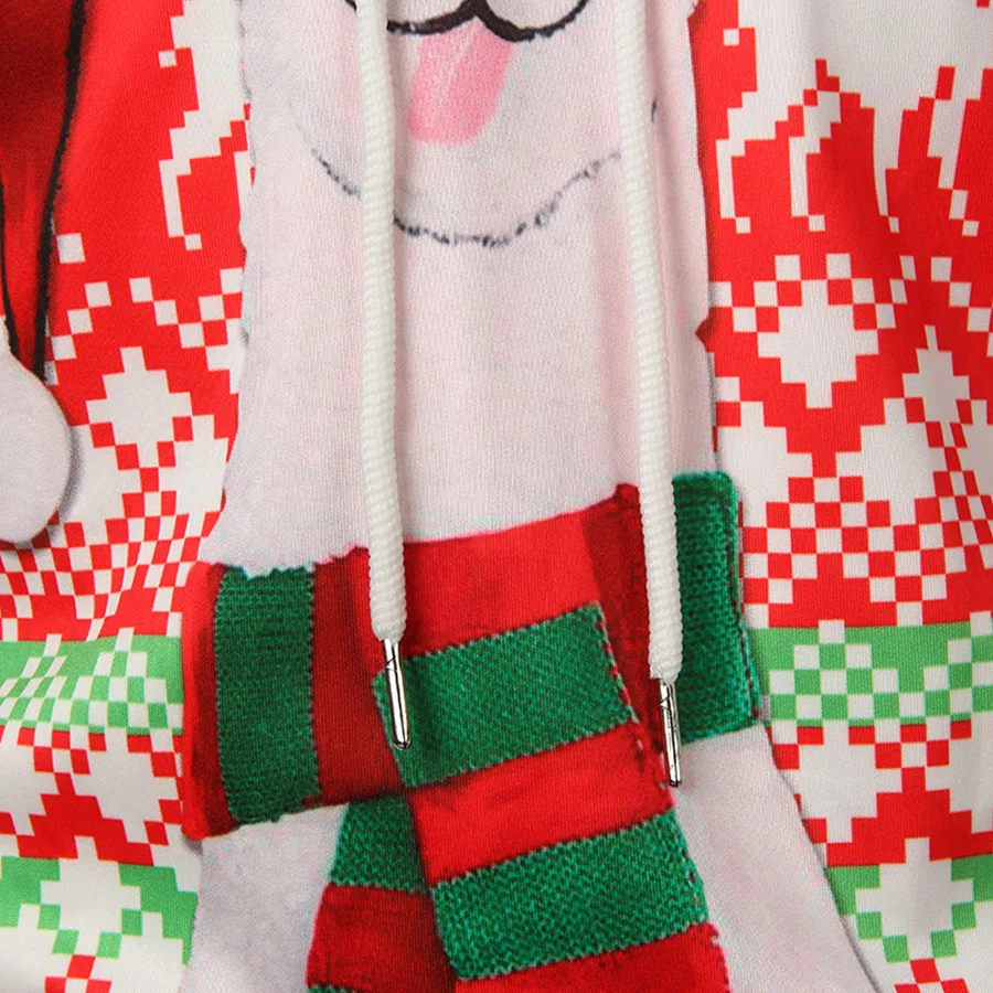 

Men's Causal Hoodies Tops Funny Cartoon Plaid Print Long Sleeve Loose Sweatshirts With Hat M-2XL 2018 Winter Christmas Red T287