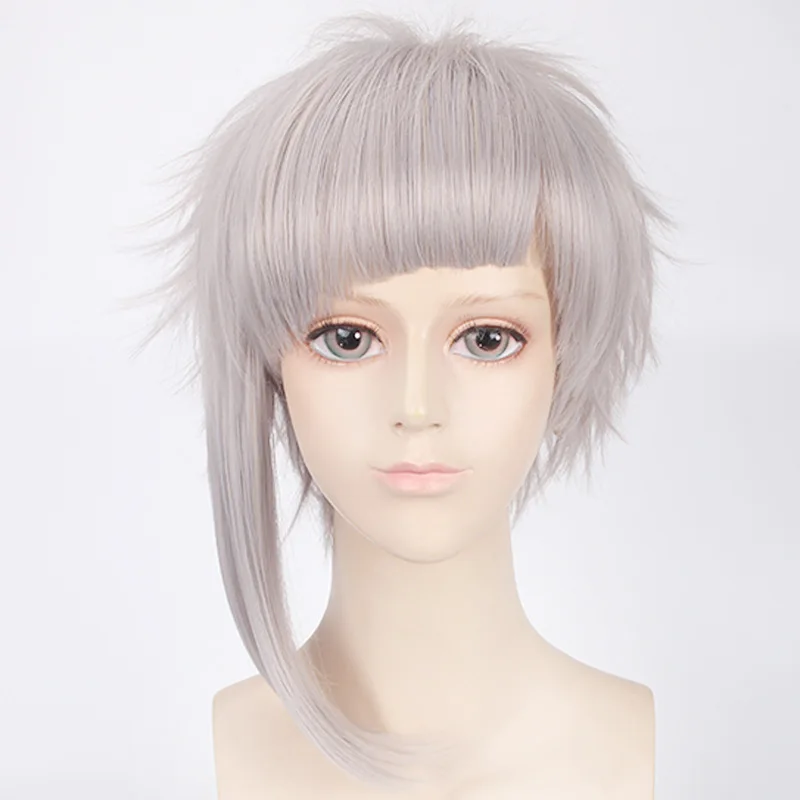 Morematch Bungo Stray Dogs Nakajima Atsushi Short Silver Gray Heat Resistant Cosplay Costume Wig+Wig Cap
