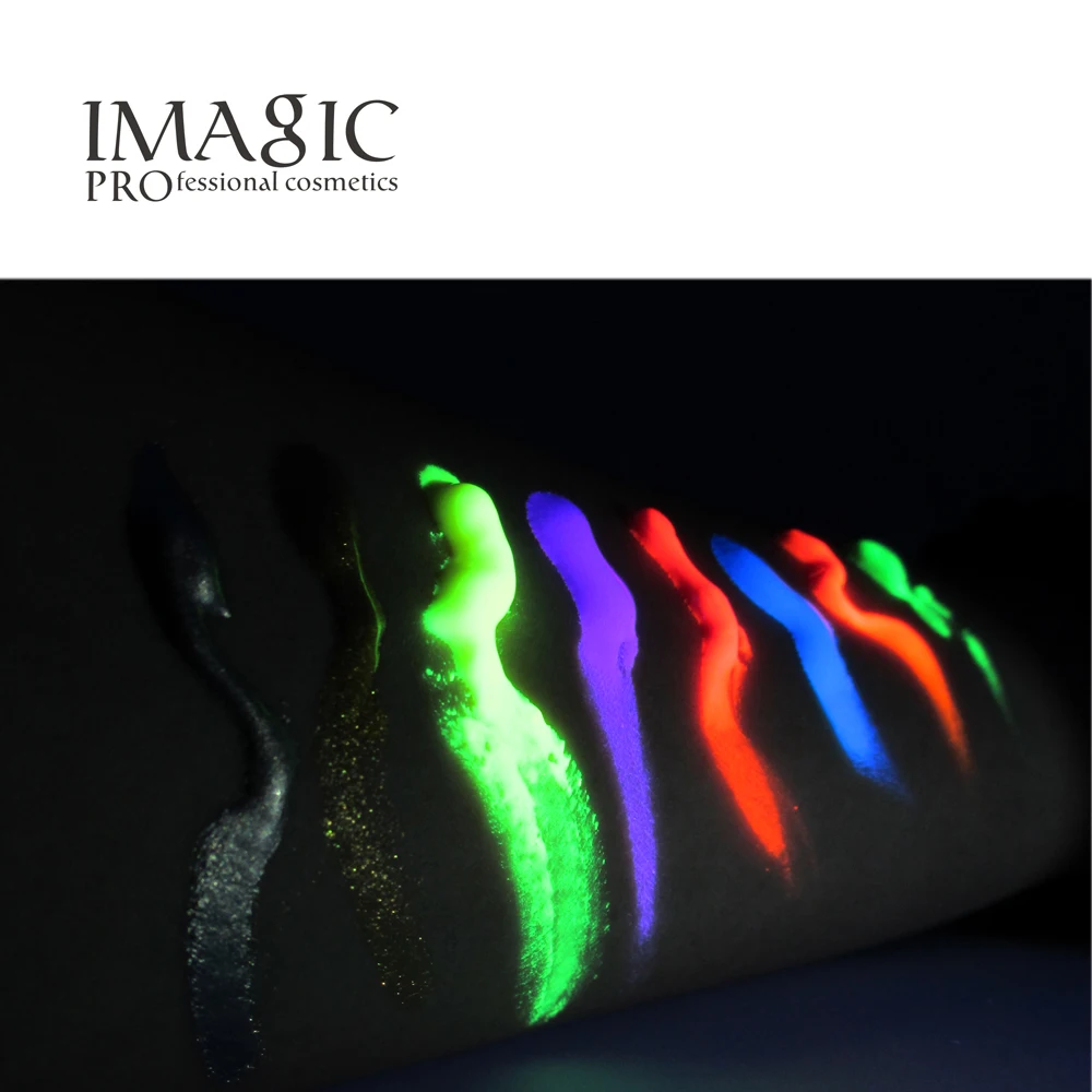 IMAGIC 8 цветов Люминесцентная рейверская Праздничная краска для лица под УФ-лампой вечерние флуоресцентные пигменты TSLM1