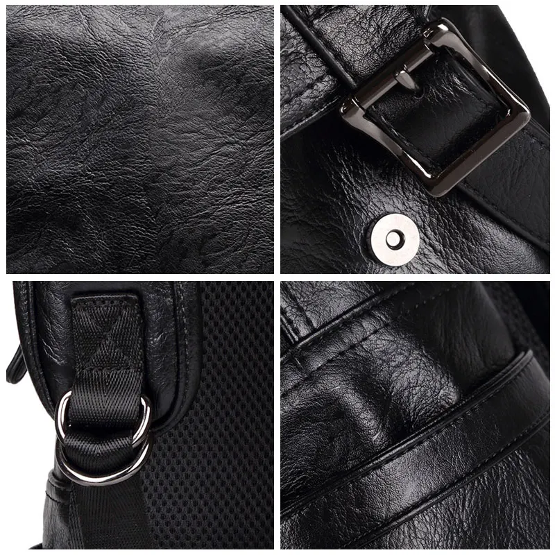 Популярный мужской деловой рюкзак из искусственной кожи с USB зарядкой рюкзаки