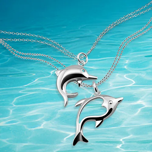 

Dolphin pendants necklace,925 sterling silver women fashion necklace fashion dolphin silver chain women