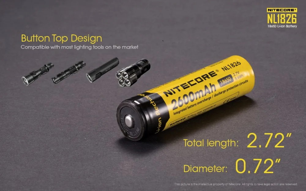 1 шт Nitecore NL1826 2600 mAh 18650 3,7 V литий-ионная аккумуляторная батарея(NL1826