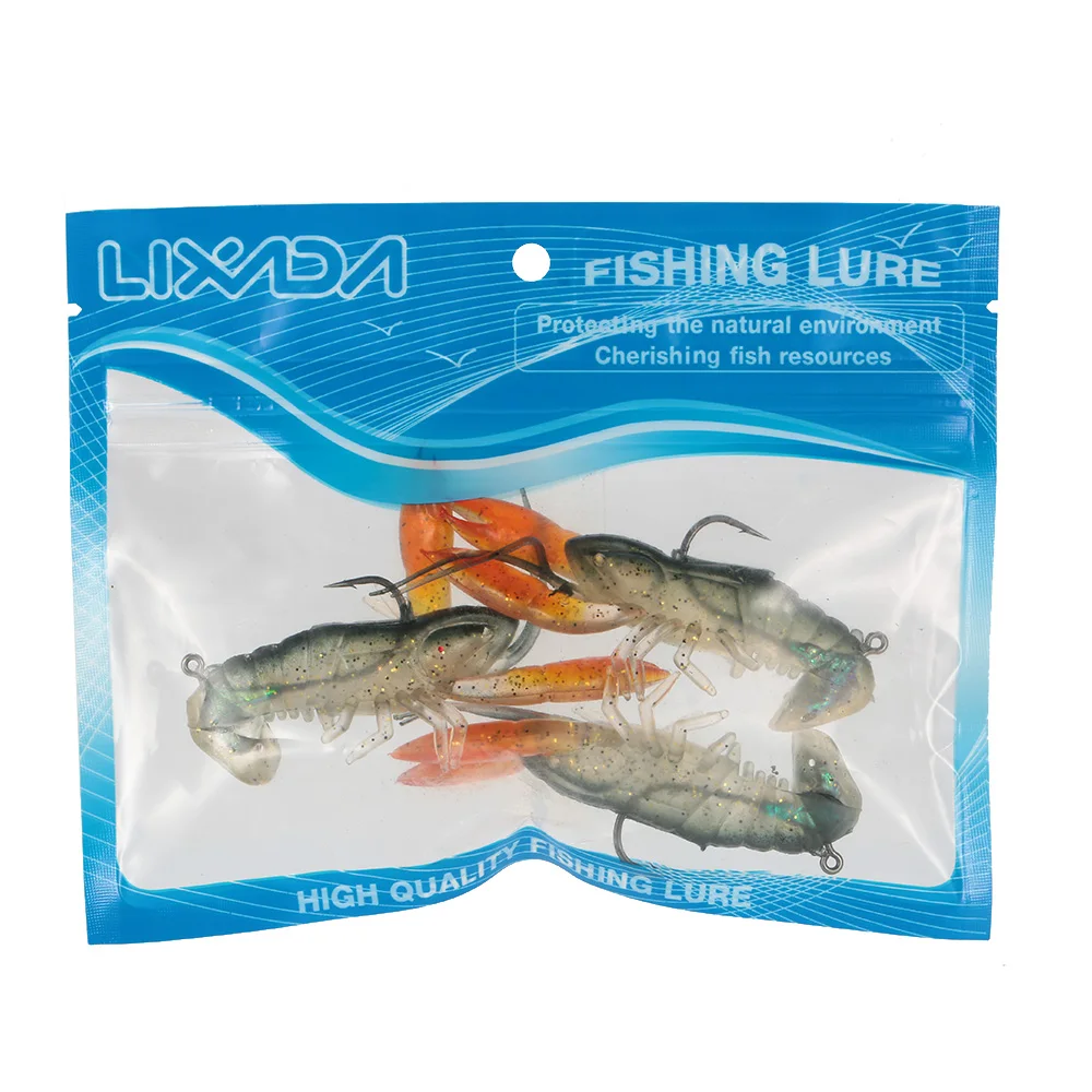 Lixada 8 см/14g приманки для рыбалки мягкие Раков похожая на настоящую креветки
