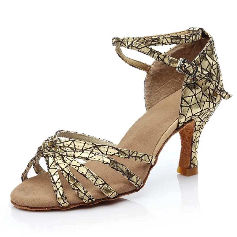 Gold 5cm Heel SUN LISA/Классический стиль; Лазерный дизайн; женская обувь для танцев на высоком каблуке; обувь для сальсы, Танго, бальных танцев, латинских танцев - Цвет: Gold 5cm Heel