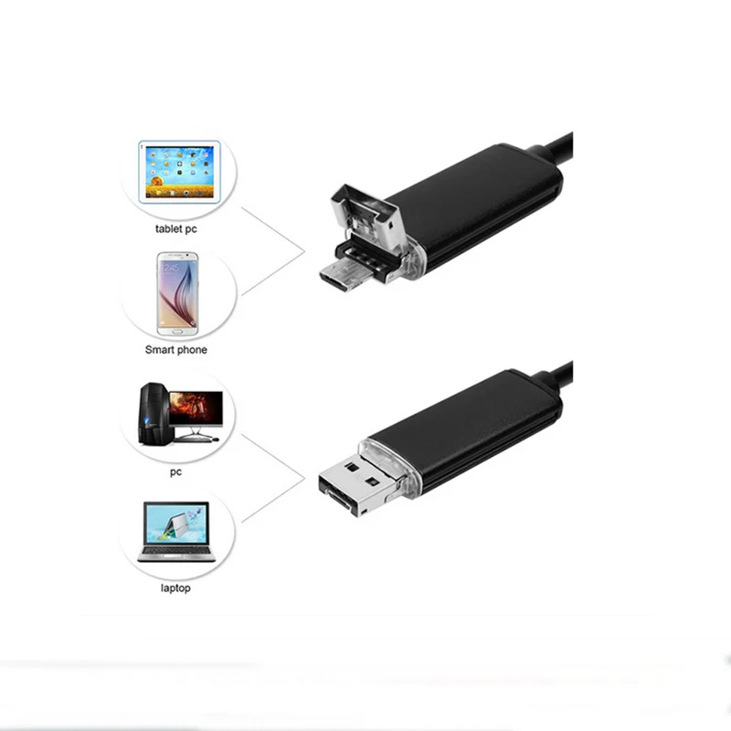 1Pcs Multi-function Universal HD Adjust 6 LED Light 8mm 1/2/5/10m Automotive industry endoscope Lens for Android PC Phone Camera | Мобильные