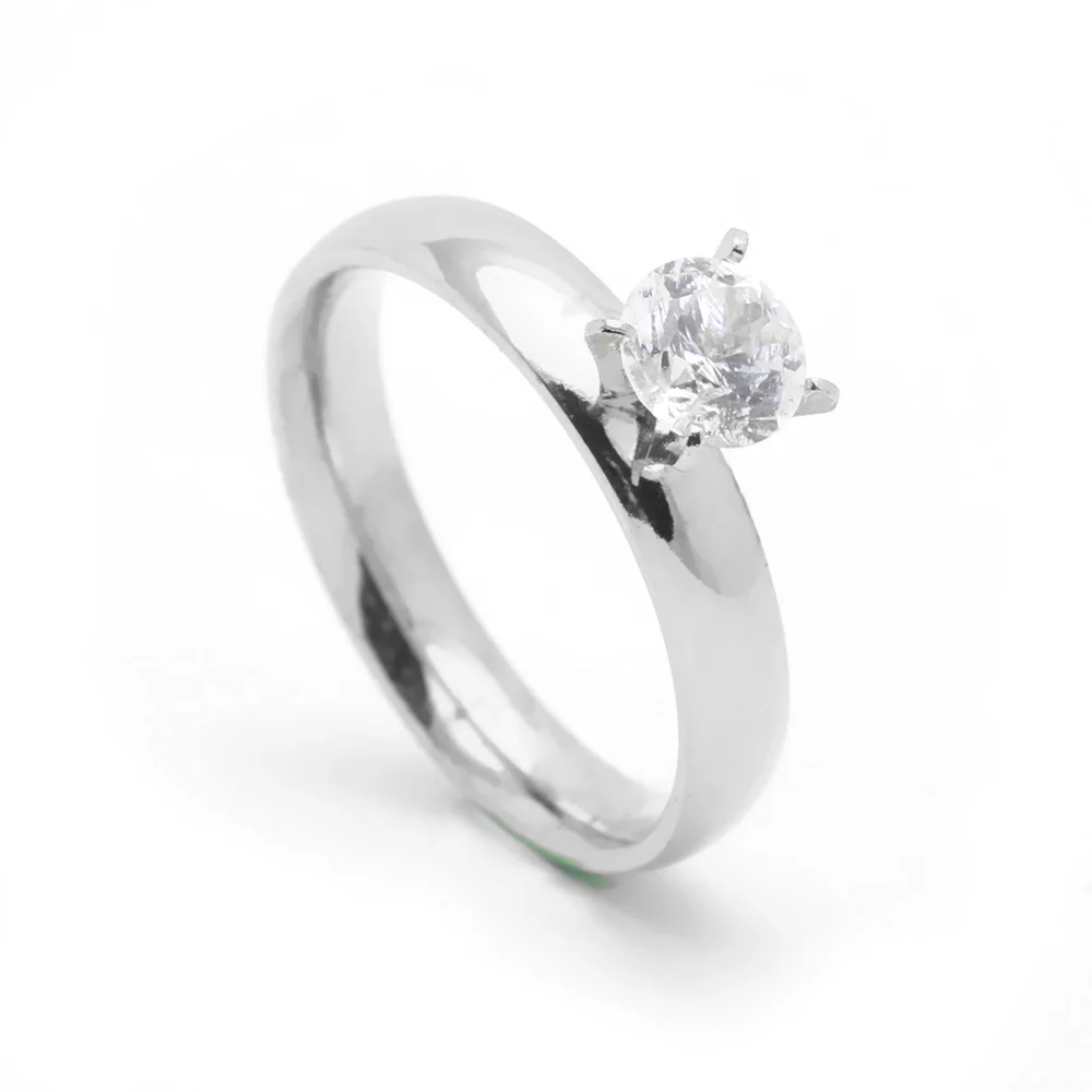 Женское кольцо из нержавеющей стали с белым цирконом 4 мм|finger ring|stainless steel ringbrand rings