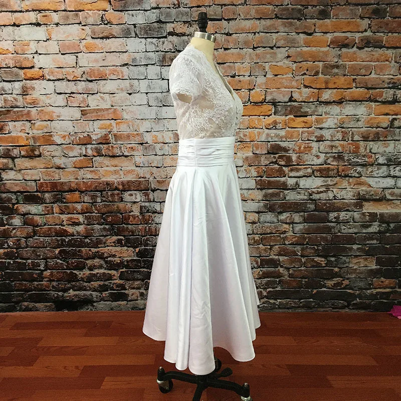 Vestido De Novia Платье с v образным вырезом Mariage аппликации кружевом длиной выше колена