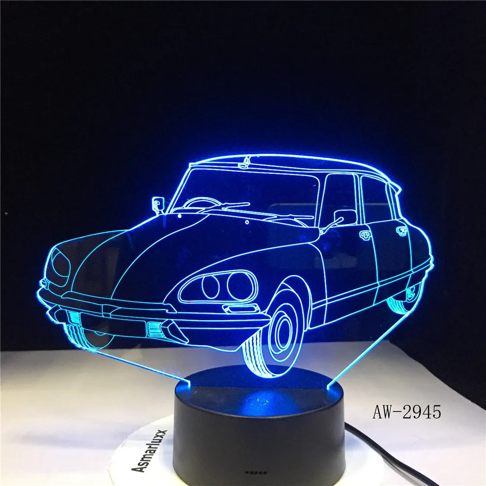 Акриловый спортивный автомобиль дизайн 3d подарок лампа Led красочный сенсорный пульт дистанционного управления Usb 3d ночник 7 цветов Изменение детская лампа AW-2945