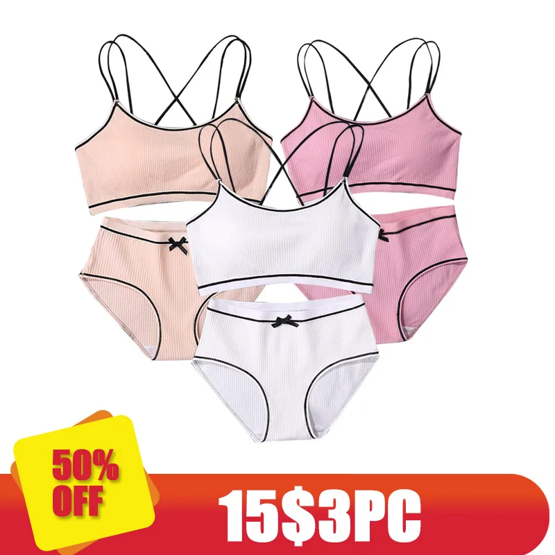 Image color Комплект из 3 предметов, женское нижнее белье, серое хлопковое нижнее белье, комплект из бюстгальтера и трусиков высшего качества, бюстгальтер пуш-ап, бюстгальтер, женское нижнее белье - Цвет: Image color