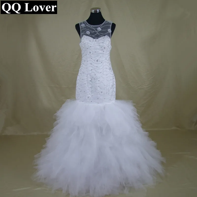 QQ Lover Новинка 2017 года Цветы из бисера Русалка торжественные платья на заказ Vestido De