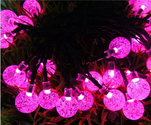 20ft светодиодные полосы 30LED crystall Ball свет Строка солнечной энергии лампы глобус Фея для партии сада и Chirstmas - Испускаемый цвет: Фиолетовый