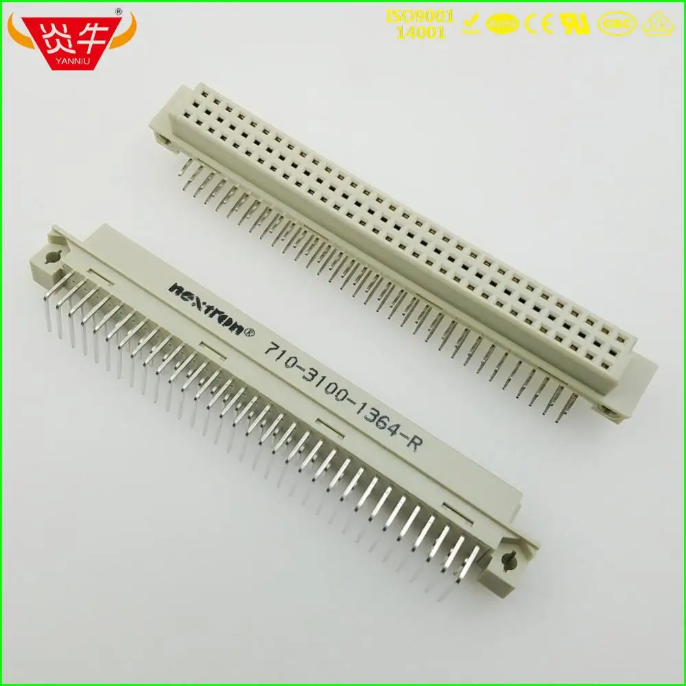 50Pcs 364 DIN41612 DIN CONNECTOR 710-3100-1364-R 2*32P 64PIN FEMALE RIGHT ANGLE PINS EUROPEAN SOCKET 9001-14641COOA NEXTRON |