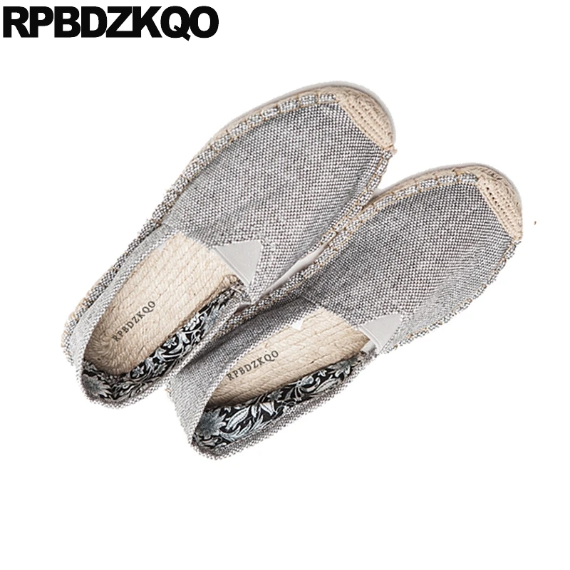 Designer Flats Comfort Canvas Men Shoes Casual Fashion Large Size Espadrilles Breathable Rubber Boys Slip On Lightweight Hemp | Обувь