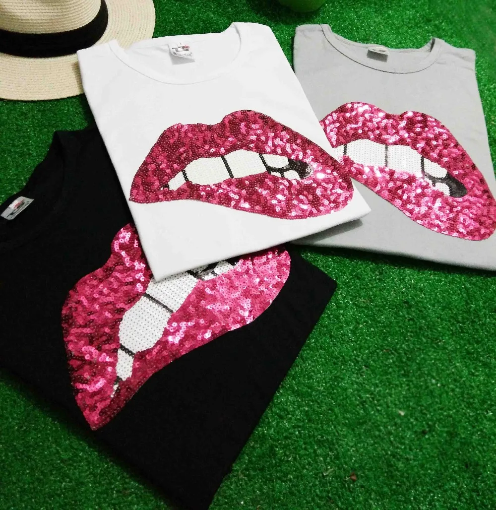 Футболка женская весенне летняя модный свободный сексуальный рот|tees women|brand teefashion