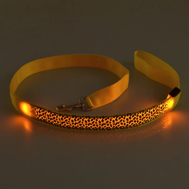 Leopard Leash for Dogs LED Flashing Lead Dog Outdoor Walking Products Glow In Dark Safety Collar Leashes | Дом и сад