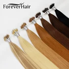 Нано-кольцо FOREVER HAIR 0,8 глокон 14 дюймов, 100% натуральные нано-волосы Remy, удлинители волос с полной кутикулой, микро-бусины, прямые европейские волосы в капсулах