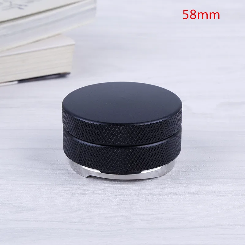 Black 58mm Es пресс o трамбовка кофе, обновление трамбовки кофе для бариста плоское основание из нержавеющей стали кофе в зернах пресс кофе молоть 51 мм 58 мл - Цвет: Black 58mm
