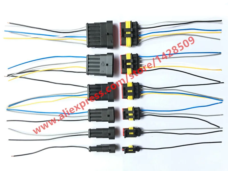 6 комплектов Superseal 1 5 комплект AMP Tyco 1/2/3/4/5/6 Pin автомобильные Соединители проводки