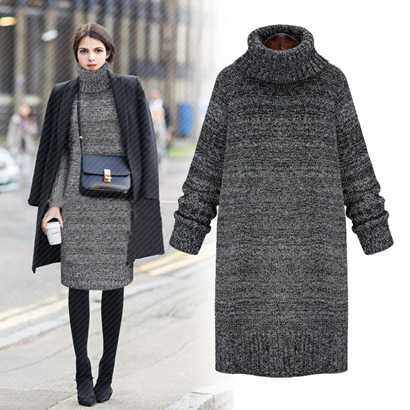 And the wind in long winter dress Korean turtleneck sweater hedging slim backing thickening | Женская одежда