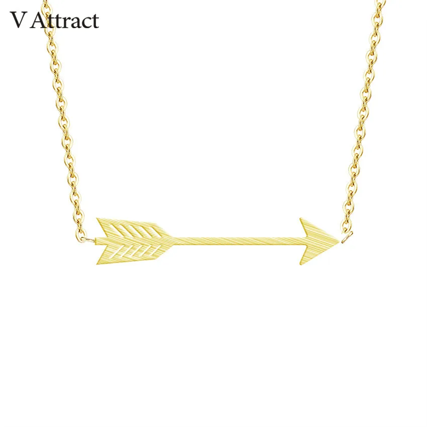 V Attract 2017 Stainless Steel Link Chain Necklace Vintage Jewelry Gold Color Minimalism Cute Arrows Pendant Necklace|necklaces for women|pendant