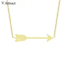 V Attract 2017 Stainless Steel Link Chain Necklace Vintage Jewelry Gold Color Minimalism Cute Arrows Pendant Necklace