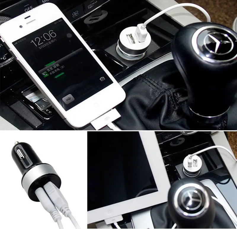 Универсальное автомобильное зарядное устройство с двумя USB портами 5 в 2 1 А мини