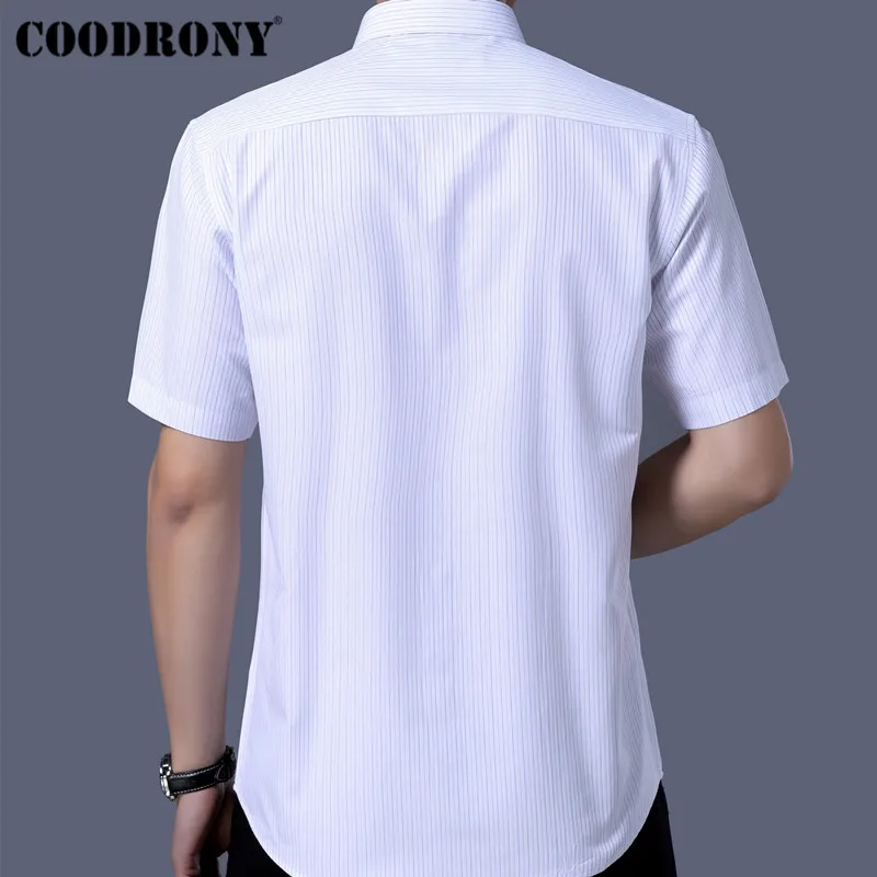 Рубашка COODRONY S96069 мужская с карманами хлопковая классическая сорочка в полоску