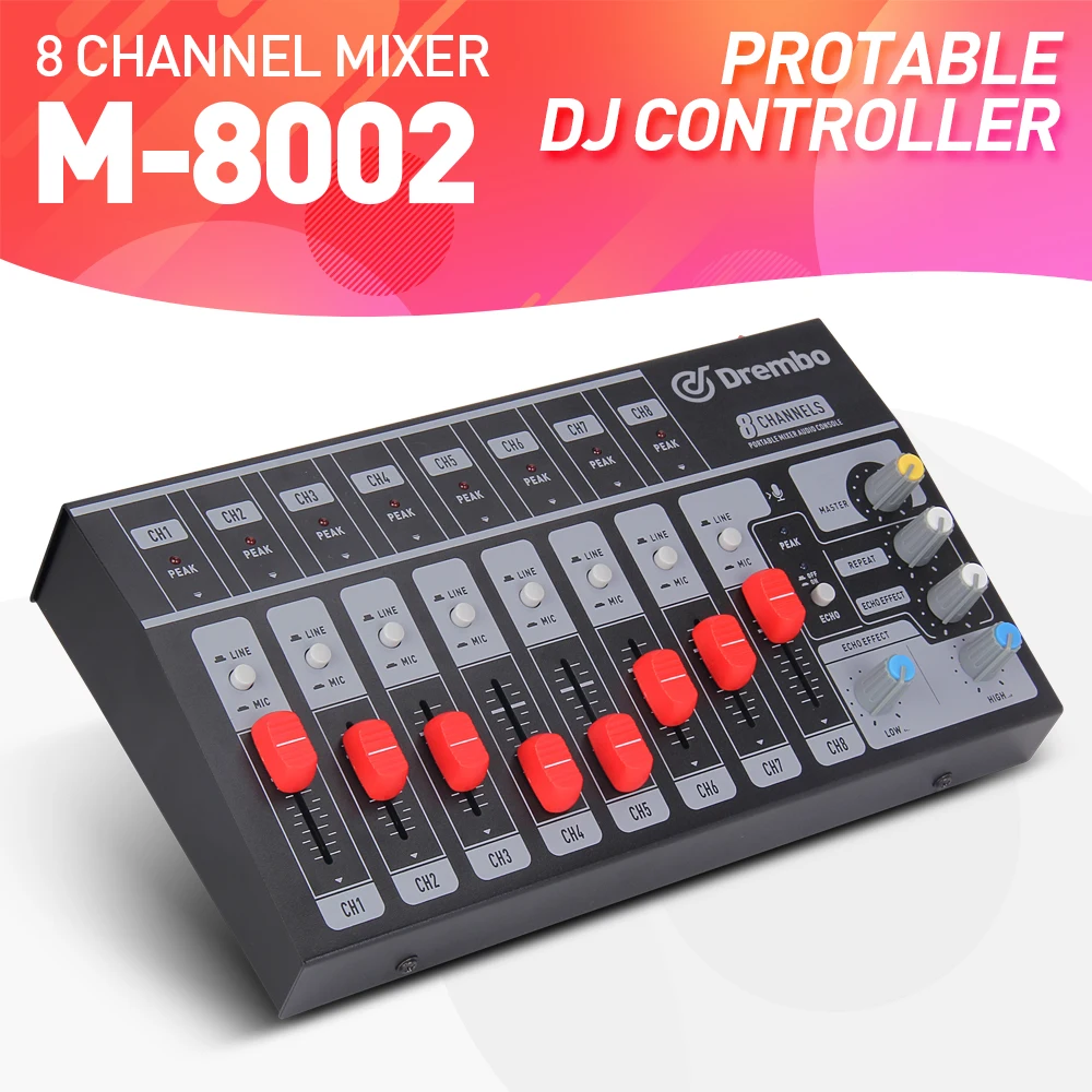 8 канальный один/4 канала стерео USB Портативный мини миксер аудиоконсоль dj микшер