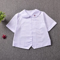 schoolgirl peter pan collar short sleeve white shirt summer plum embroidery