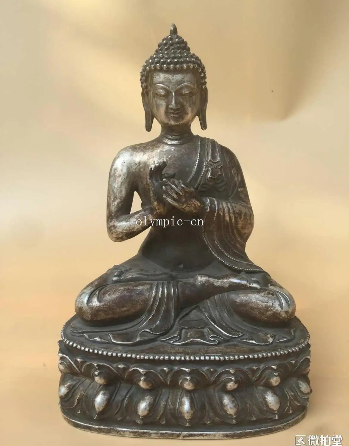 

12''old cupronickel copper carved buddhism tathagata Vairochana Sakyamuni buddha