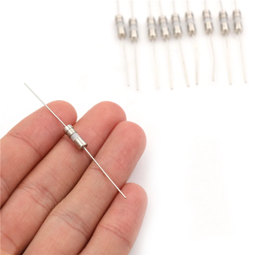 

10pcs/lot 5A 250V Axial Slow Blow Fuse With Lead Wire Ceramic Fuse The Fuse Tube Lead Foot Double Iron Cap 3.6*10mm