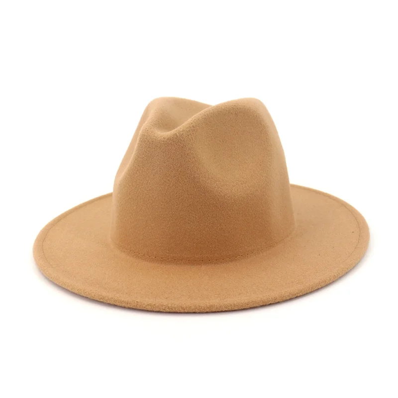 Насыщенный Шерсть Fedoras широкие плоские края Джаз фетровая шляпа Шапки Панама