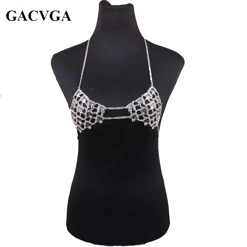 Женский укороченный топ GACVGA металлический лифчик с лямкой на шее вечерние