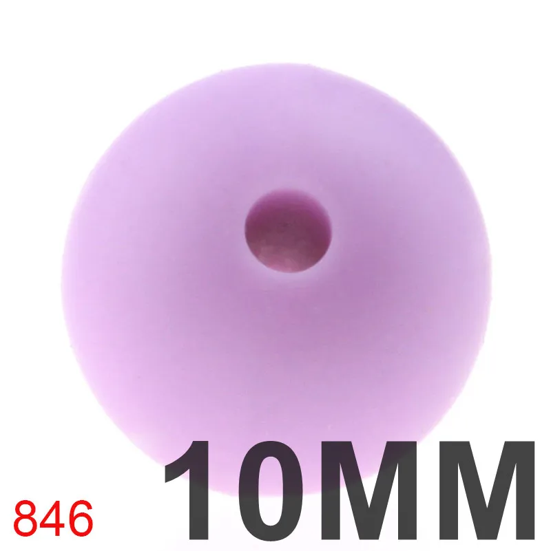 846 Purple 100 шт 10 мм круглые силиконовые прорезыватели свободные бусины для изготовления ювелирных изделий Bpa бесплатно Diy Детская соска для успокаивания цепи - Цвет: 846 Purple