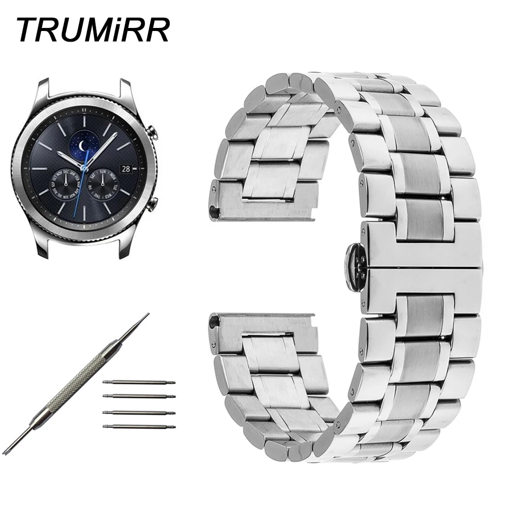 Ремешок из нержавеющей стали для Samsung Gear S3 Classic Frontier браслет с пряжкой бабочкой