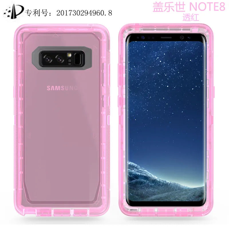 Передняя и задняя 360 Защитная Прозрачная крышка для samsung s7edge s8 s9 s10 Plus s10lite note8 note9 Кристальный Чехол для мобильного телефона - Цвет: Transparent Pink