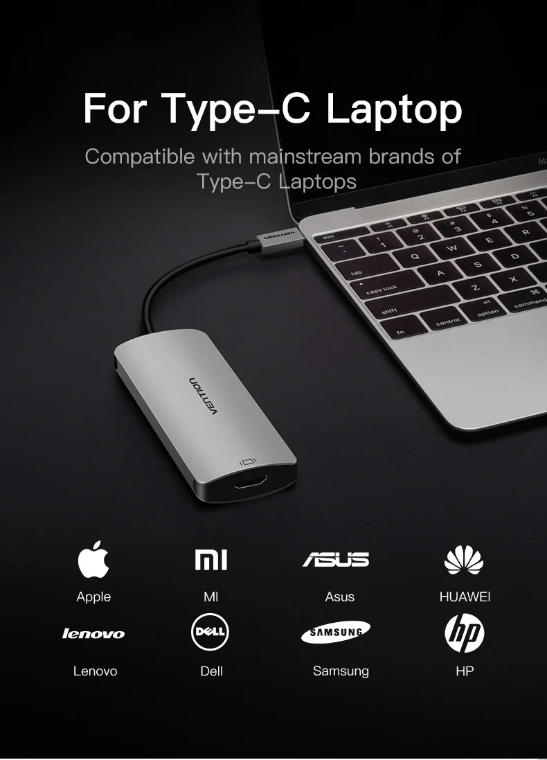 Vention адаптер Thunderbolt 3 usb type C к USB 3,0 концентратор HDMI VGA PD конвертер для MacBook samsung S9 huawei p20 pro USB-C концентратор
