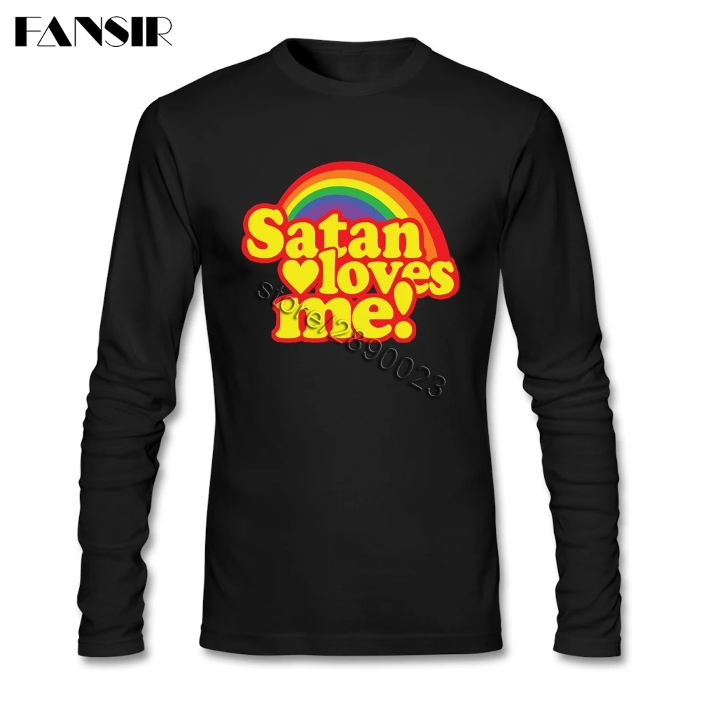 Футболки Сатана любит меня 2 мужские хлопковые футболки с круглым вырезом и