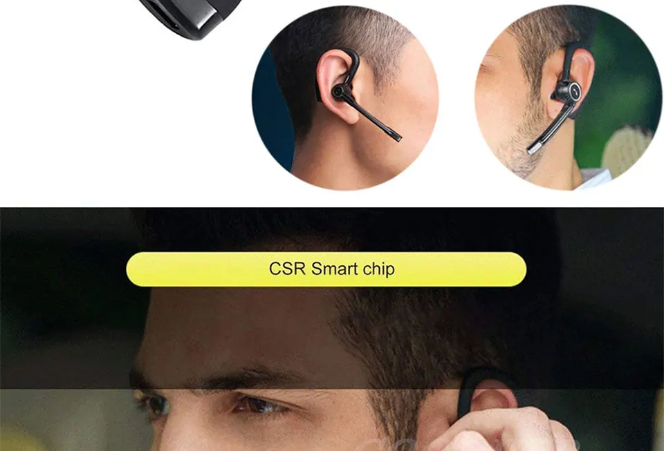 COOLJIER бизнес беспроводные Bluetooth наушники для автомобиля Bluetooth Handsfree стерео ушной крючок гарнитура с микрофоном шумоподавление наушники