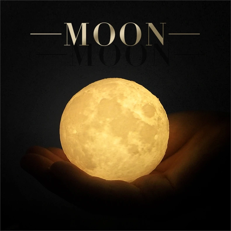 Новинка 3D печать ночник в виде Луны декоративная лампа домашний светодиодный