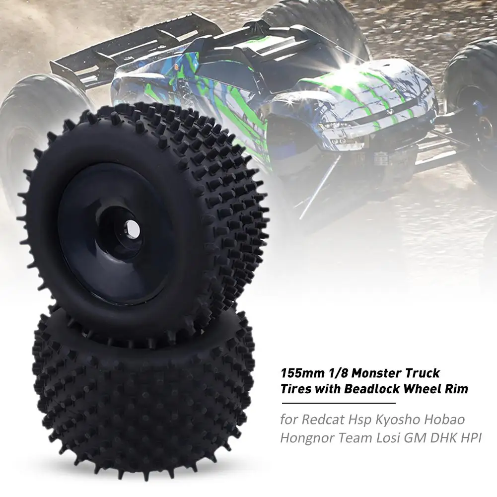 

NWE 2/4PCS 155mm 1/8 Monster Truck Tires with Beadlock Wheel Rim for Redcat Hsp Kyosho Hobao Hongnor Team Losi GM DHK HPI
