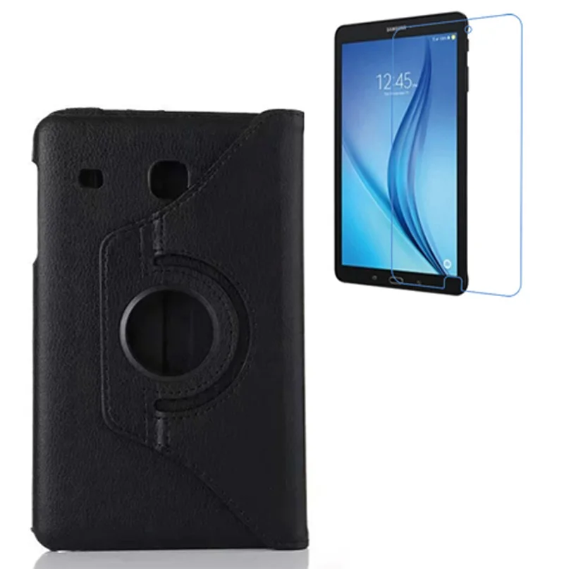 1x Clear Screen Protector Rotating 360 Degree Folio Stand Leather Case Cover For Samsung Galaxy Tab E 8.0 T377V T377P T377A 8&quot |