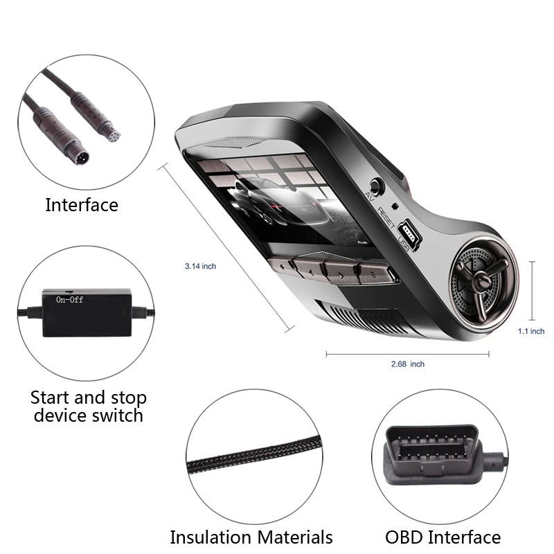 Addkey Автомобильный видеорегистратор Камера FHD 1080 P Новатэк 96658 WiFi App OBD OBD2