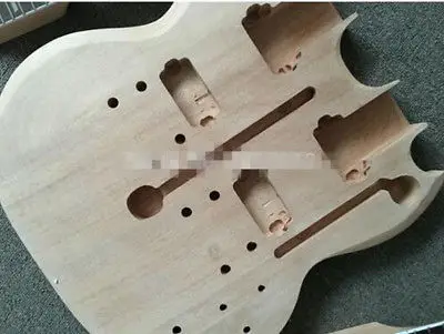 DIY SG Электрический двойной шейный Гитарный комплект из твердого красного дерева