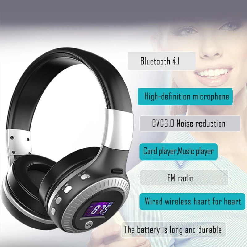 SOE Auriculares Bluetooth ЖК-дисплей дисплей HiFi Fone де ouvido поддерживает Micro-SD карты