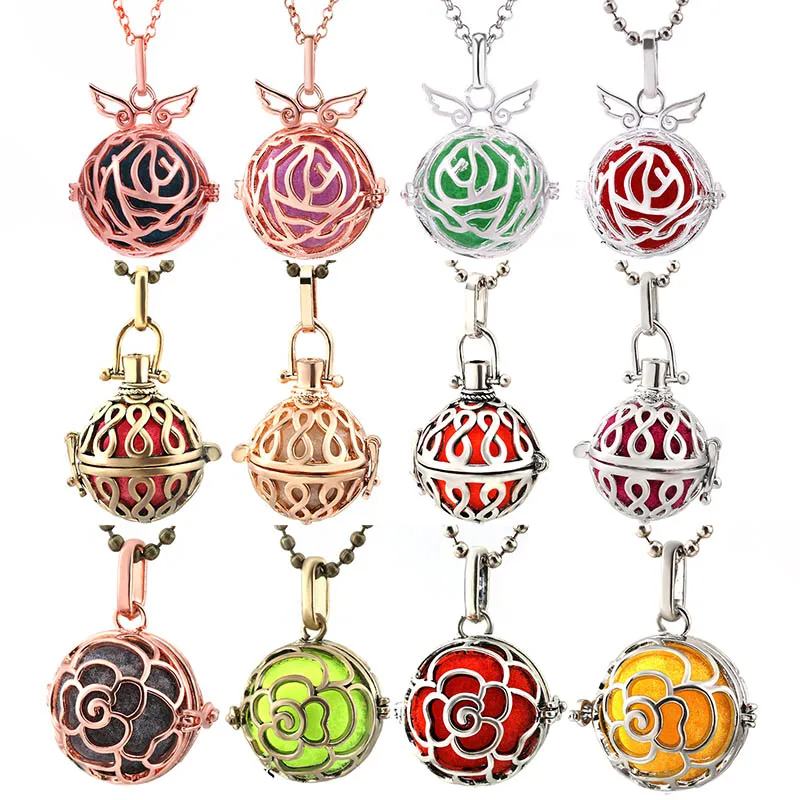 

2019 Mexico Chime Hollow Vintage Locket Necklace Jewelry Music Angel Wings Ball Pregnant Necklace Pendant Exquisite Accessories