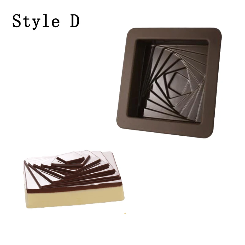 

Meibum 4 Style Small Cake Silicone Mold Geometric Lines Chocolate Mousse Dessert Mould Muffin Pastry Pan Decorating Baking Tools