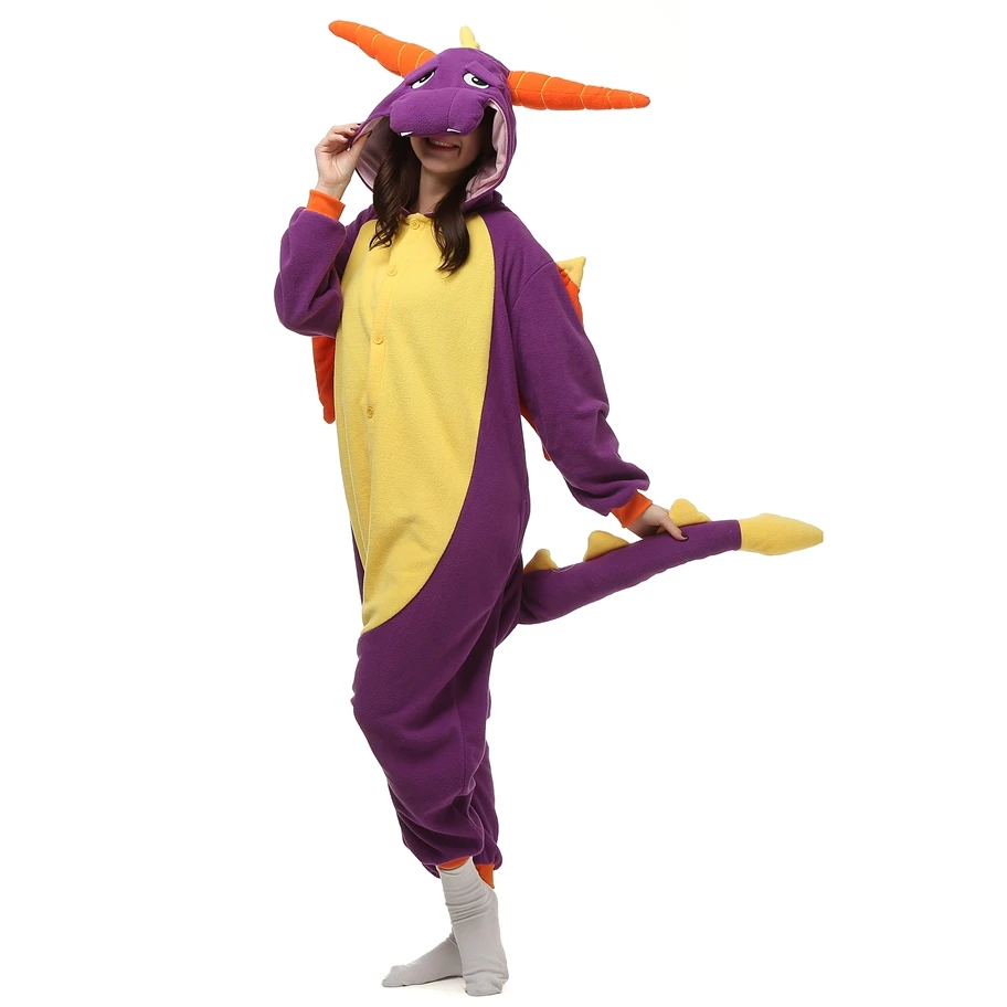 Новый Spyro комбинезон с драконом пижамы Аниме Косплей Костюм-Пижама толстовки для