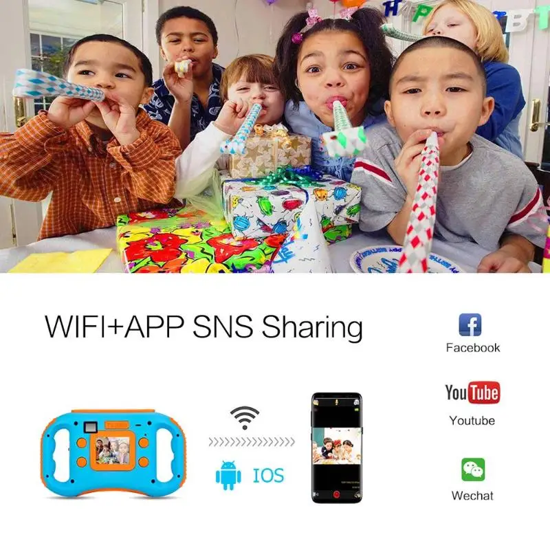 Мультфильм 1 77 дюймов WiFi 5MP 720 P Мини дети цифровая камера портативный камкордер