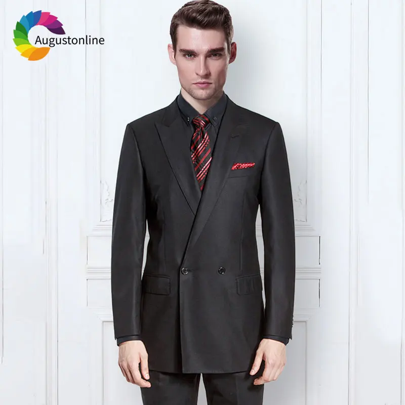 

Vintage Dark Grey Men Suit Wedding Groom Tuxedo Peaked Lapel Slim Fit Tailored Blazer Masculino Jacket Pants 2Piece
